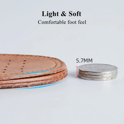 Real Cowhide Insole Leather Shoes Boots Shoe Inserts Soft Breathable Deodorant Anti-slip Template Shock Absorbing Insoles Sole