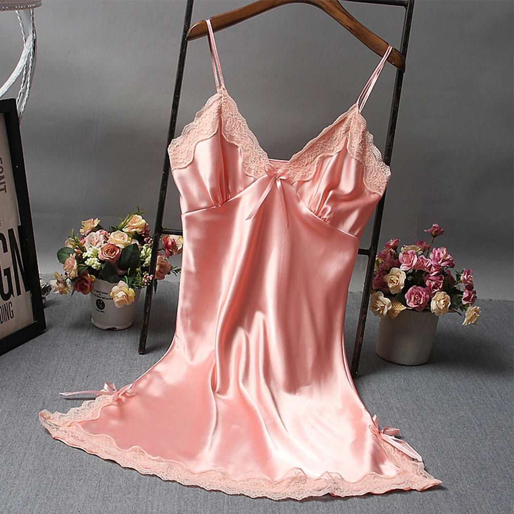 Sexy Lace Patchwork Nightwear Lingerie Nighty V Neck Wedding Dress Sleep Wear Nightdress Clothes Sexy Women's Nightgowns
