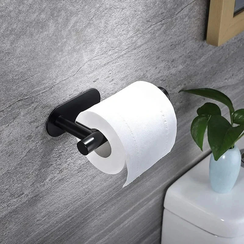 Self-Adhesive plastic Bathroom Towel Rack Holder Kitchen & Toilet Paper Roll Storage Multi-Functional Wall-Mounted Shelf