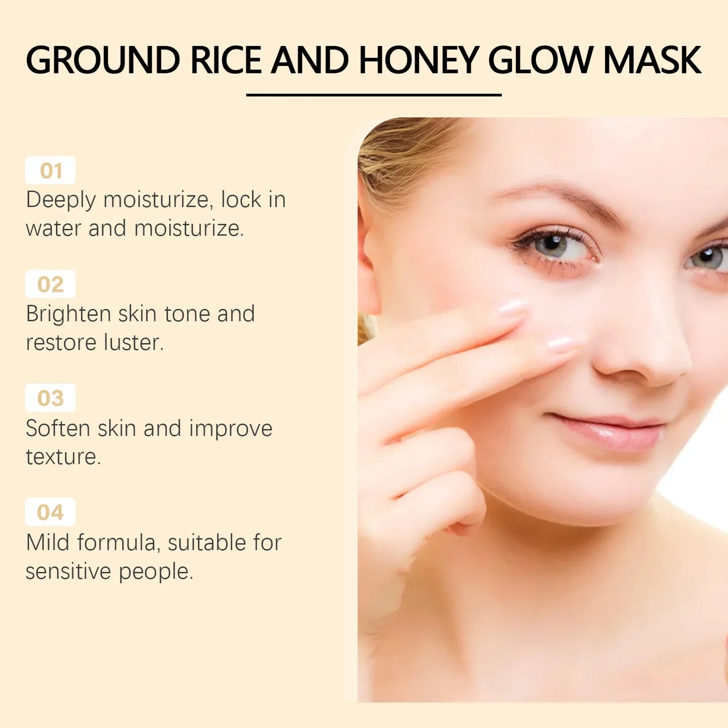 Rice & Honey Face Mask Moisturizing Fade Dark Spot Hydrating Repair Brightening Shrink Pore Hydrating Mask Glowing Skin Care