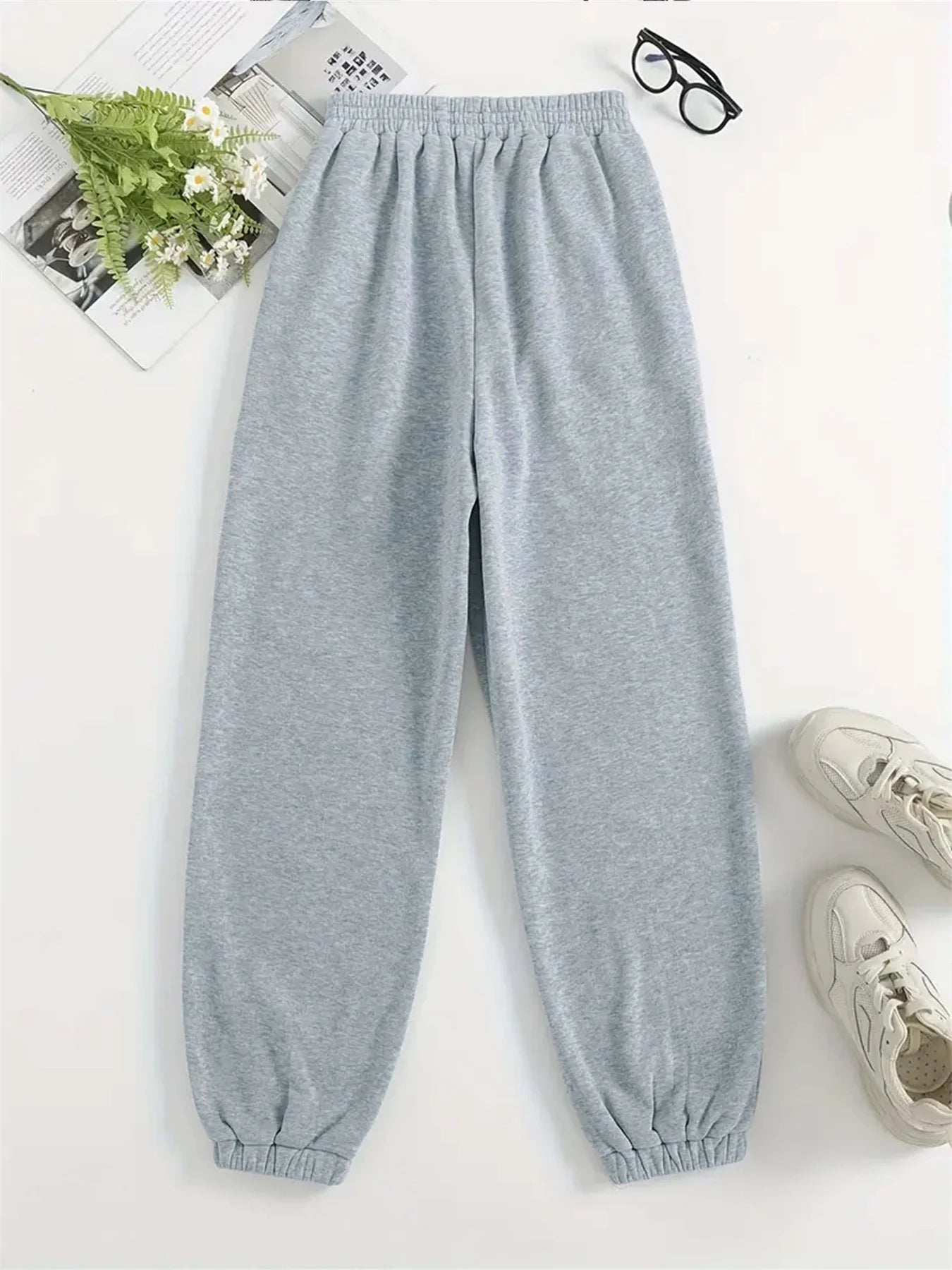 Women's autumn and winter hip-hop casual street cross graphic printed round neck sports shirt+sports pants set warm clothing