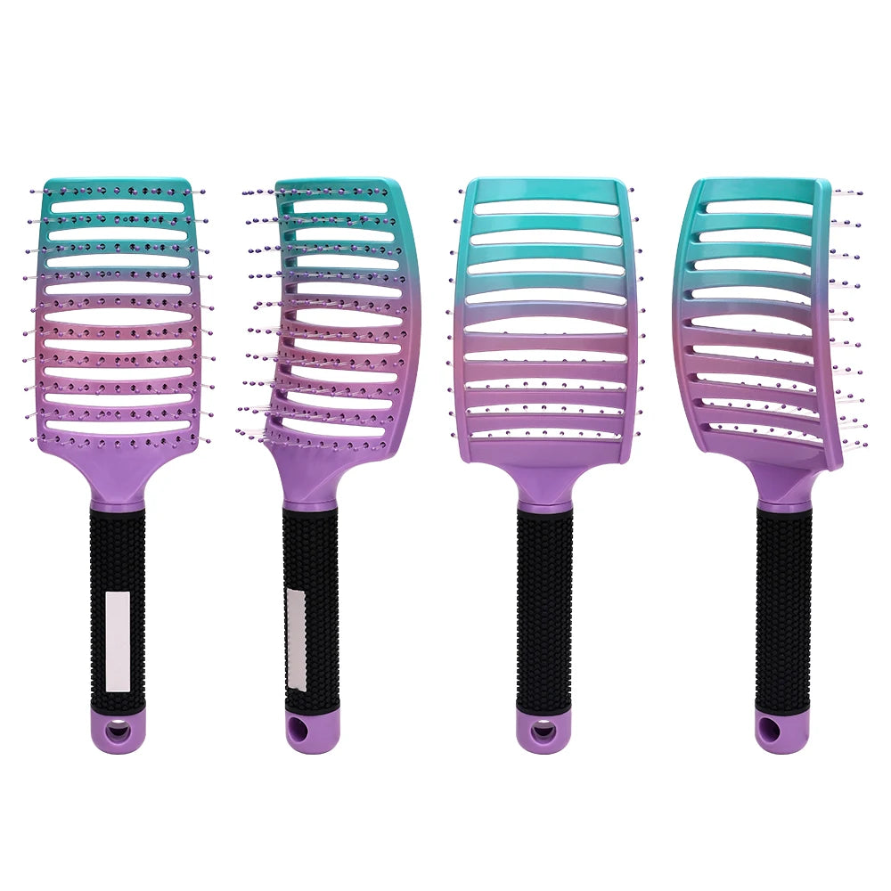 Barber Hair Brush Scalp Massage Comb Women Nylon Pig Sideburns Wet Curly Hair Brush Hairy Big Bend CombStyling Tools ﻿ ﻿