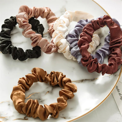 6Pcs Elegant Hair Scrunchies Women Minimalist Simulation Silk Hair Ties Solid Co