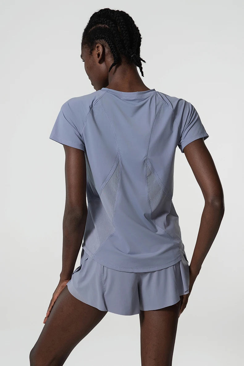 Women Summer Short Sportswear Solid Color Two Pieces Fitness Yoga Set Breathable Quick Dry Gym Suit Loose Workout Clothes