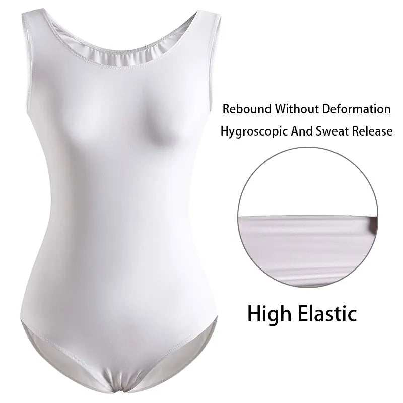 Women's Classic Team Basic Sleeveless Ballet Dance Leotards for Adult Gymnastics Dance Tops with Soft Lining Bodysuits