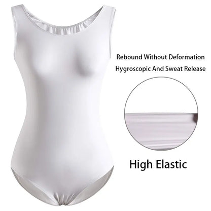 Women's Classic Team Basic Sleeveless Ballet Dance Leotards for Adult Gymnastics Dance Tops with Soft Lining Bodysuits