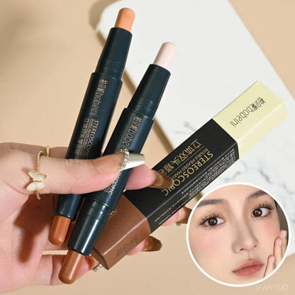 Double Head Highlight Pen High Makeup BQuality ase Foundation Stick Contouring Stick for Three-dimensional Nose Bridge Shadow