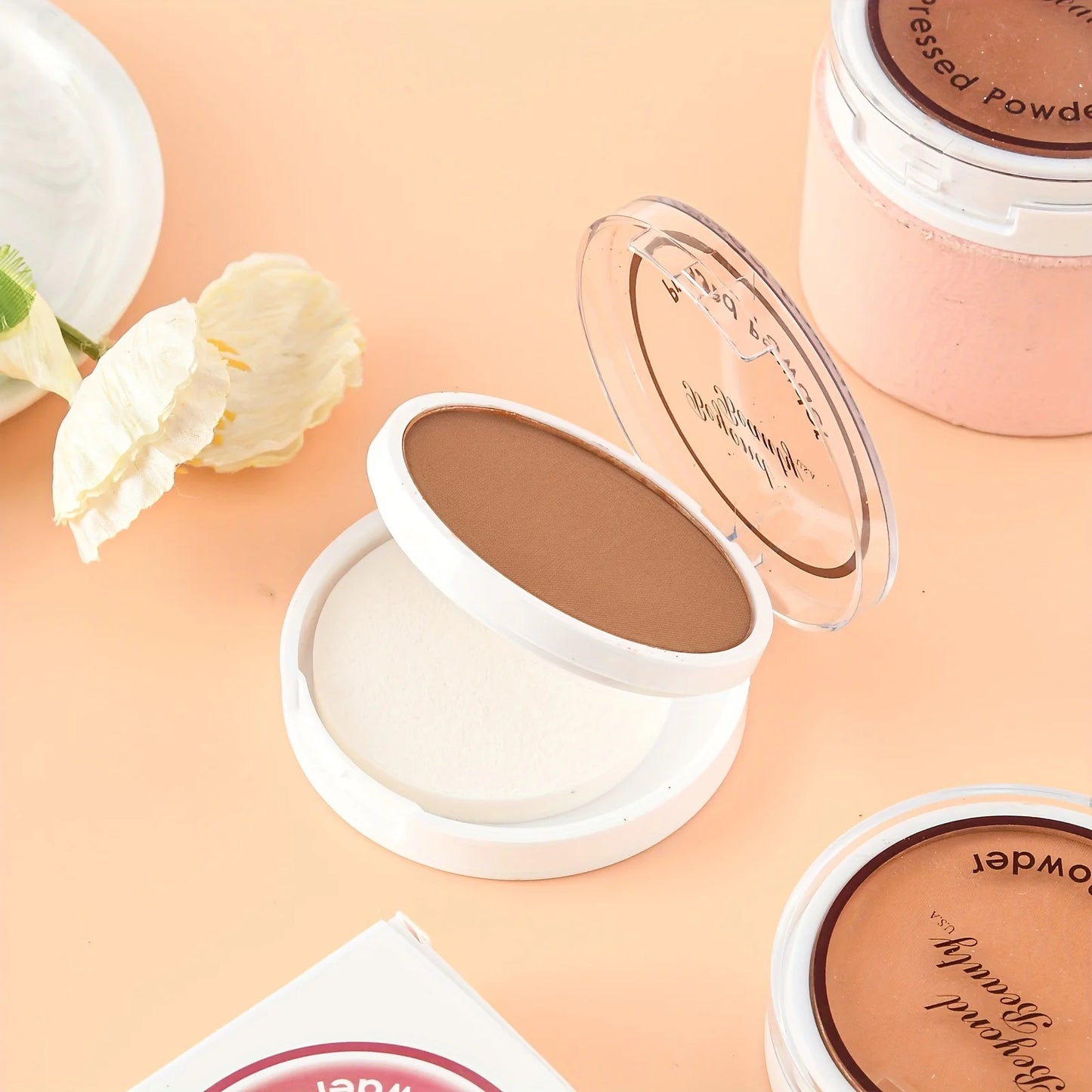 Wheat Bronzing Powder for Dark Skin, Matte Finish, Sweatproof & Oil Dark Foundation Concealer, Powder Puff And Mirror