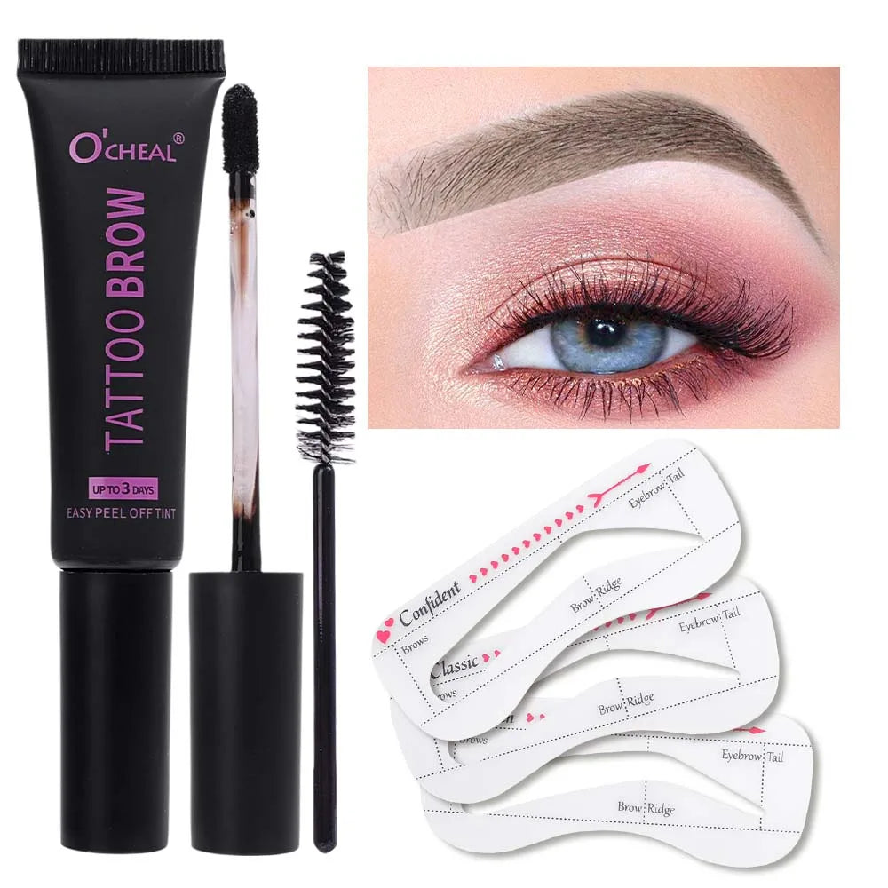 Sweatproof Peel Off Dye Eyebrow Cream Set Easy To Use Eyebrow Card Brush Long-lasting Waterproof Non-fading Eye Brow Gel Makeup