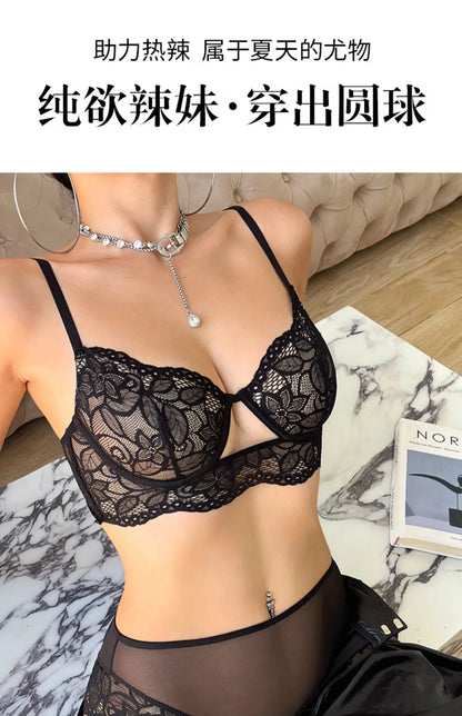 French Lace Bra Set with Soft Underwire Push Up for Small Bust Lightweight Comfort Anti Sagging Lingerie AU Sizes MOYISU-Sexy AB