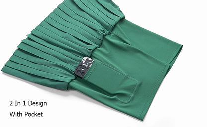 Women Short Sportswear Two Pieces Fitness Yoga Set High Waist Tennis Skirt Crop Top Gym Suit Female Breathable Sportswear