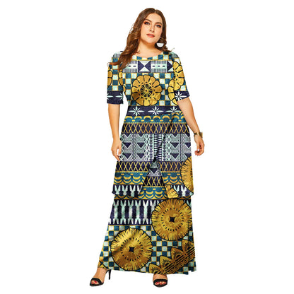 Samoa Puletasi Polynesian Tribal Tonga Logo Print Custom Ladies Plus Size Women's Sets Church Dress Asia & Pacific Islands Dress