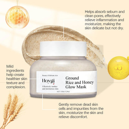Rice & Honey Face Mask Moisturizing Fade Dark Spot Hydrating Repair Brightening Shrink Pore Hydrating Mask Glowing Skin Care