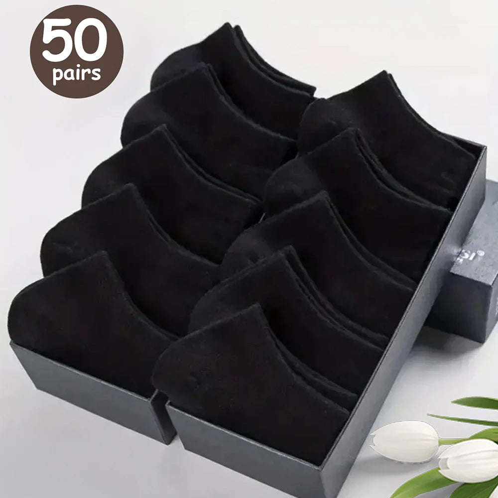 10/20/30/40/50 Pairs Of Breathable Deodorant Men's Low Cut Ankle Socks - Sweat W