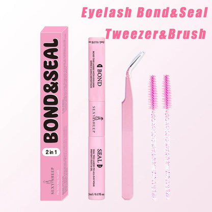 Lash Cluster Glue, Lash Bond and Seal 10ml Bond & Seal Eyelash Glue 2 in 1 for Clusters, Eyelash Adhesive Black Long-Lasting