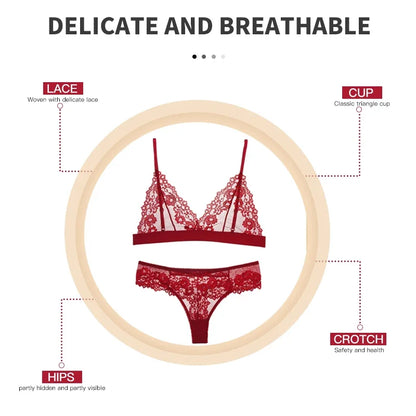 Sexy Lace Bra Sets Summer Women's Ultra-thin Lingerie Suit Brief Transparent No Wire Bra Breathable Intimate Underwear Exotic