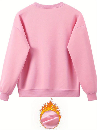 Women's autumn and winter hip-hop casual street cross graphic printed round neck sports shirt+sports pants set warm clothing