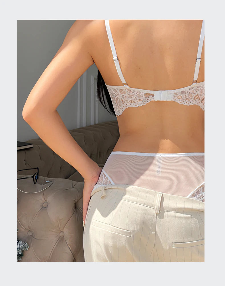 French Lace Bra Set with Soft Underwire Push Up for Small Bust Lightweight Comfort Anti Sagging Lingerie AU Sizes MOYISU-Sexy AB