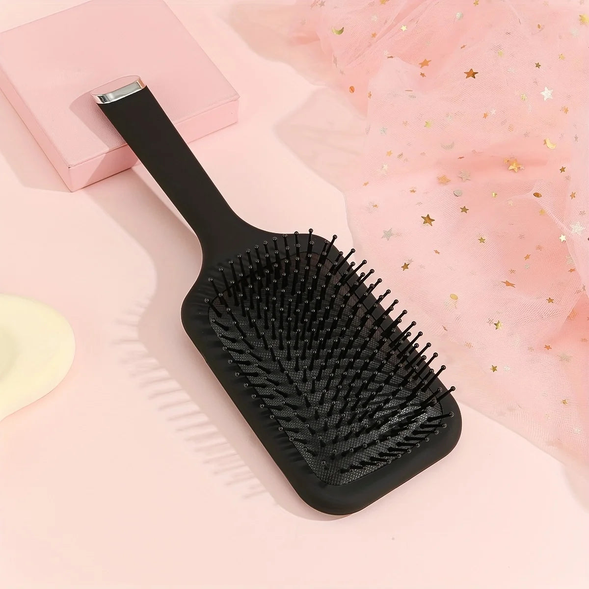 Black air cushion comb, hairbrush, paddle shaped hair comb, scalp massage comb, suitable for both men and women