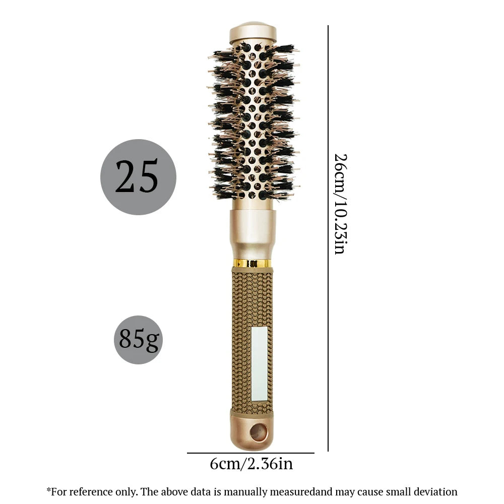 Aluminum Tube Round Barrel Hair Curling Brush Anti Static Round Rolling Brush Pro Barber Hair Rolling Brush Salon Styling Tools