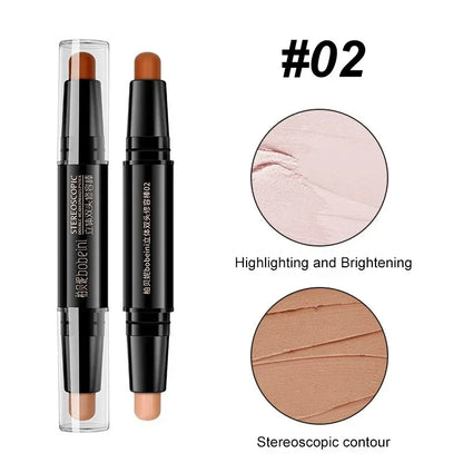 Double Head Highlight Pen High Makeup BQuality ase Foundation Stick Contouring Stick for Three-dimensional Nose Bridge Shadow