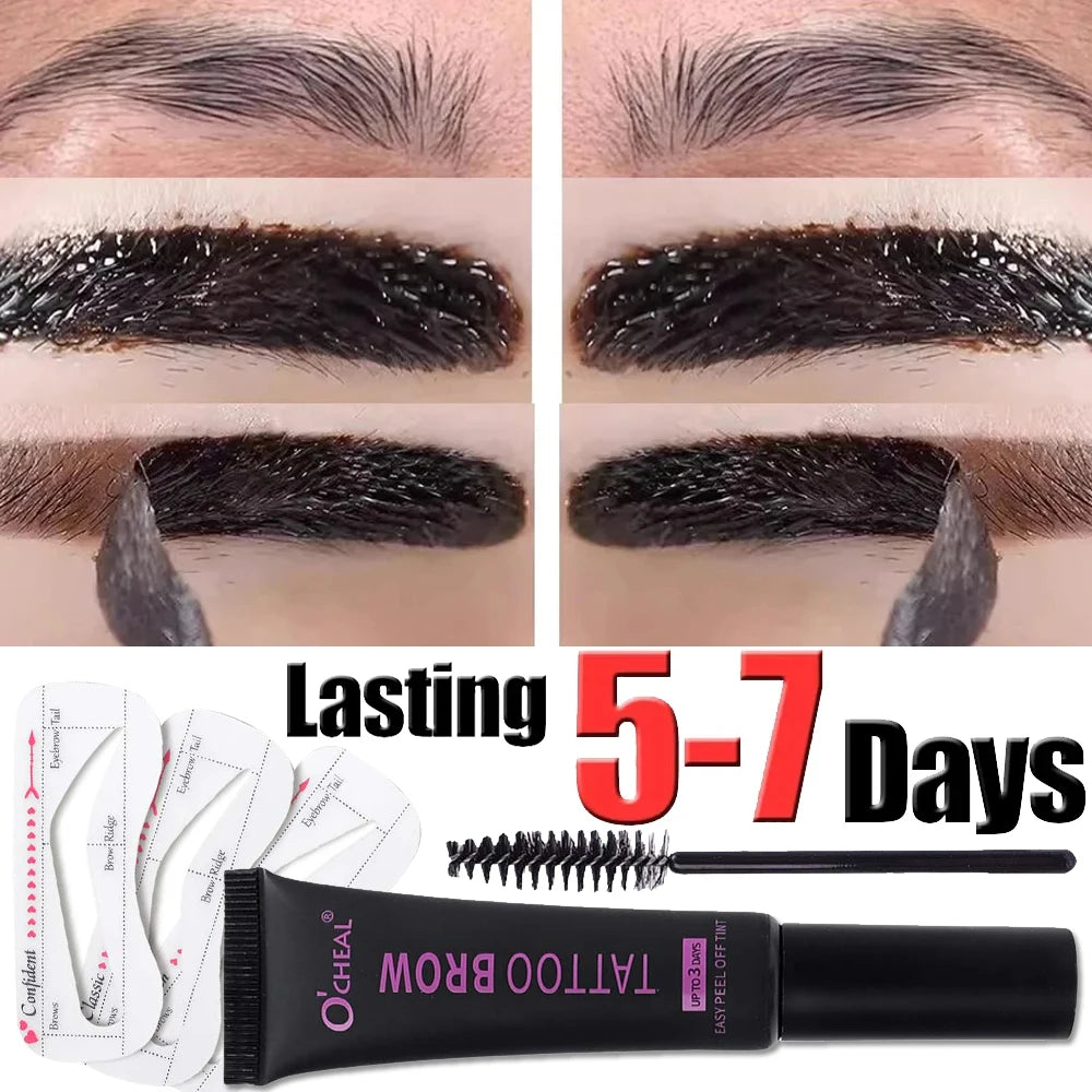 Sweatproof Peel Off Dye Eyebrow Cream Set Easy To Use Eyebrow Card Brush Long-lasting Waterproof Non-fading Eye Brow Gel Makeup