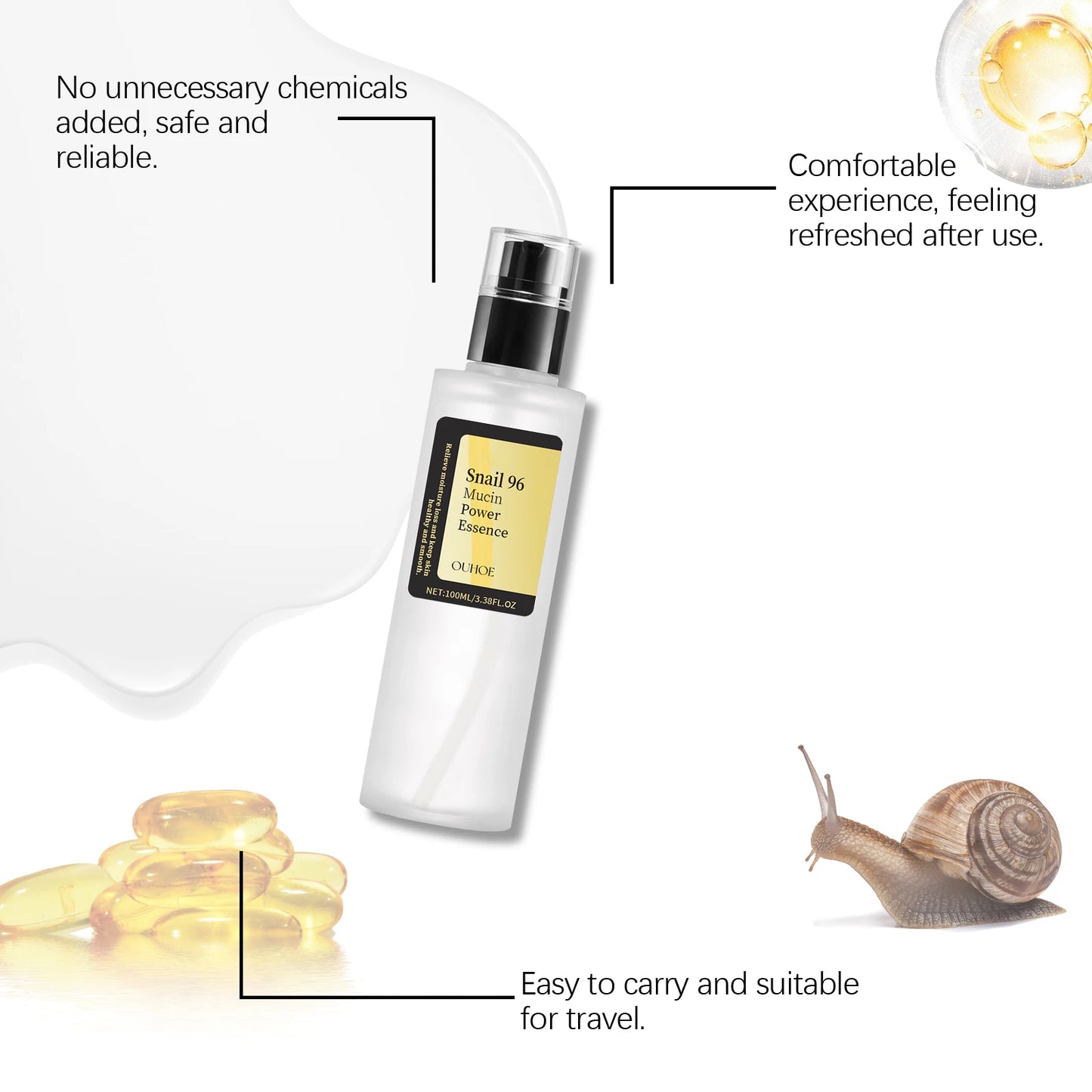 Snail 96 Mucin Power Essence Hydrating Booster Deep Moisture Revitalize Dull Skin Soothing Face Treatment Glow Essence Skin Care