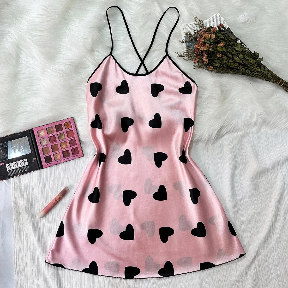 Summer new sexy printed round-neck halter dress for casual and comfortable women's pajamas