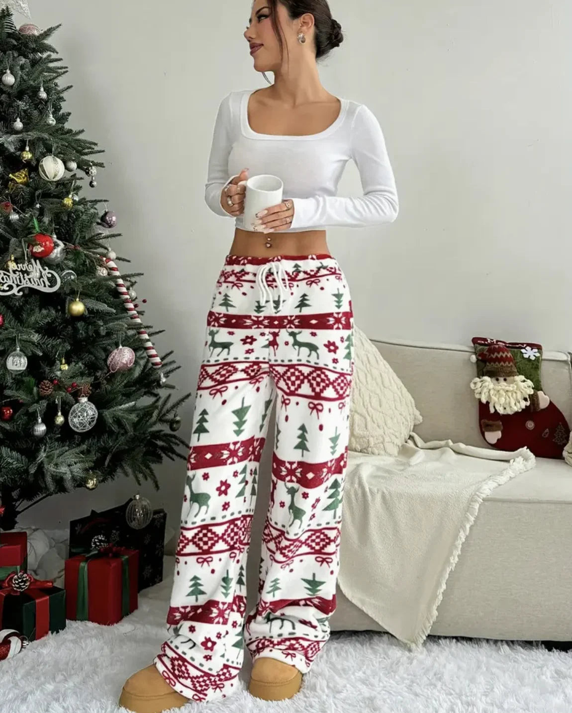 Women's clothing elegant casual fashionable outdoor sports warm home, elastic autumn and winter long pants Women's clothing