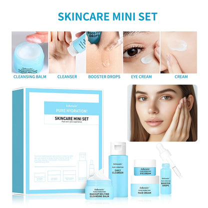 Skincare Mini Kit Cleanser Makeup Remover Moisturiser & Eye Cream For Hydrating Skin Airplane-Friendly Sizes Skincare Set