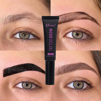 Tear-off Dye Eyebrow Cream Set Waterproof Brow Tattoo Tint with Brow Card and Brush Lasting Semi-Permanent Peel-off Eyebrow Gel