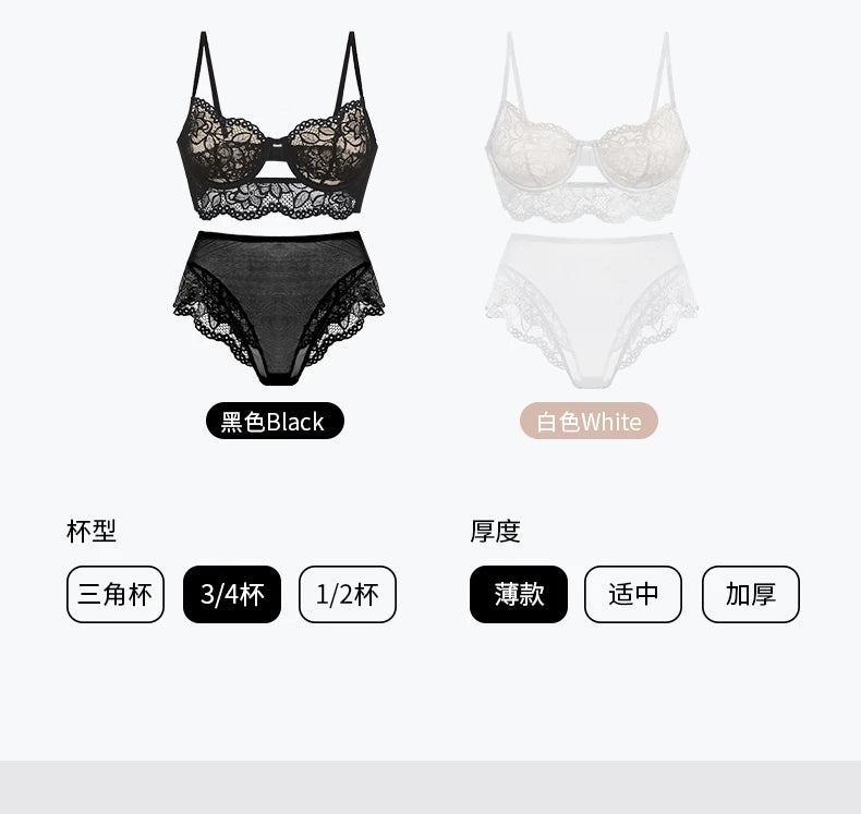 French Lace Bra Set with Soft Underwire Push Up for Small Bust Lightweight Comfort Anti Sagging Lingerie AU Sizes MOYISU-Sexy AB