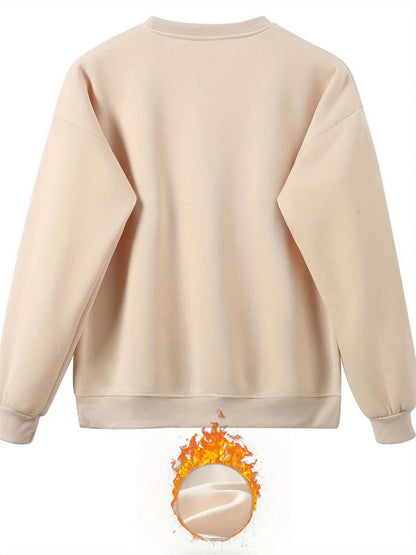 Women's autumn and winter hip-hop casual street cross graphic printed round neck sports shirt+sports pants set warm clothing