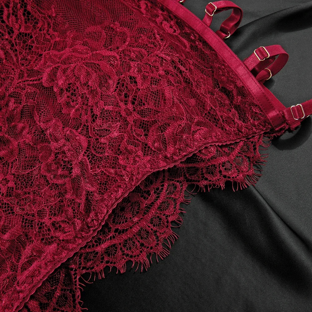 Women's Lingerie Lace Should be Tied with Cutout with Underwire Fishbone Three-piece Underwear Set The cut is slim and elegant