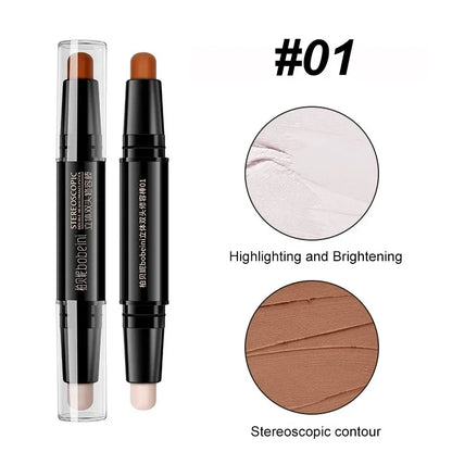 Double Head Highlight Pen High Makeup BQuality ase Foundation Stick Contouring Stick for Three-dimensional Nose Bridge Shadow