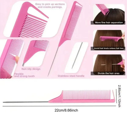 5pcs Hair Tool Set Air Cushion Hollow Comb Scalp Massage Rat Tail Comb Teasing Comb Edge Control Brush Hair Spray Bottle Salon