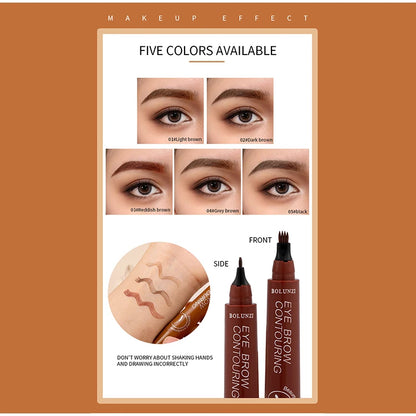 4 Forks Eyebrow Pencil Waterproof Long-lasting Natural Tint Brows Makeup Anti-smudge Non-fading Easy To Draw Eyebrow Cosmetic