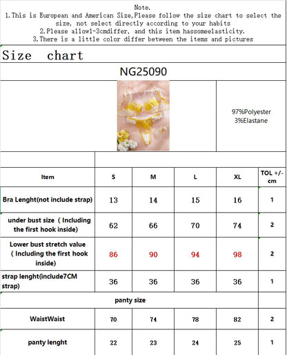 Ladies' youthful and beautiful yellow daisy summer semi transparent embroidered underwear, cute and sweet style, adjustable shou