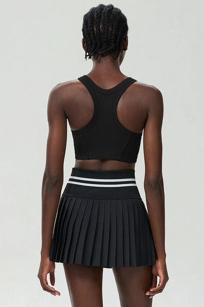 Women Short Sportswear Two Pieces Fitness Yoga Set High Waist Tennis Skirt Crop Top Gym Suit Female Breathable Sportswear