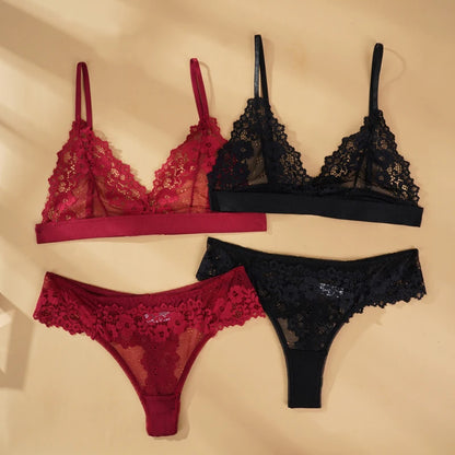 Sexy Lace Bra Sets Summer Women's Ultra-thin Lingerie Suit Brief Transparent No Wire Bra Breathable Intimate Underwear Exotic