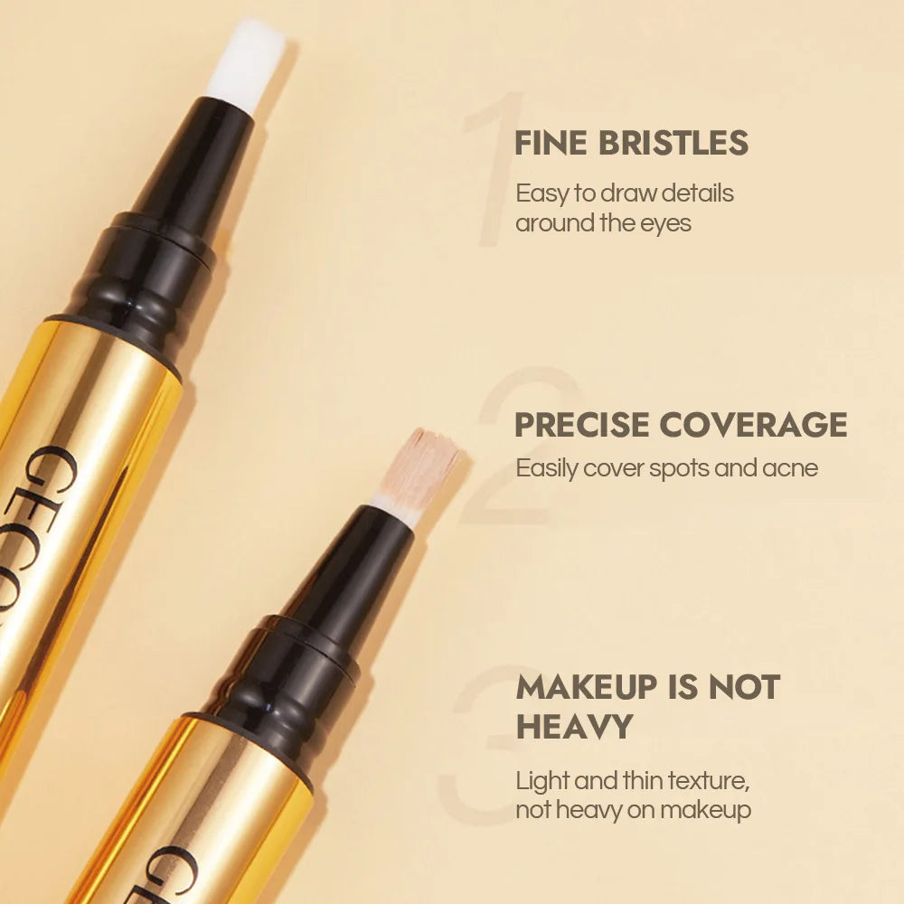 GECOMO Press Concealer Pen Liquid Concealer Long Lasting Moisturizing Not Fading Base Makeup Face Invisible Pores