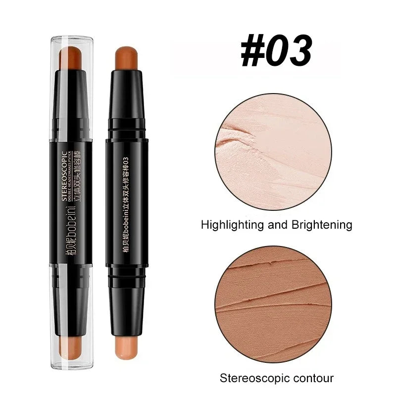 Double Head Highlight Pen High Makeup BQuality ase Foundation Stick Contouring Stick for Three-dimensional Nose Bridge Shadow