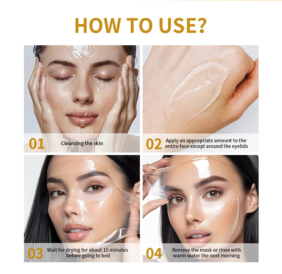 Collagen Jelly Cream Hydrolyzed Collagen Overnight Facial Mask Wrapping Peel-Off Mask Hydrating Firming Moisturizing SkinCare