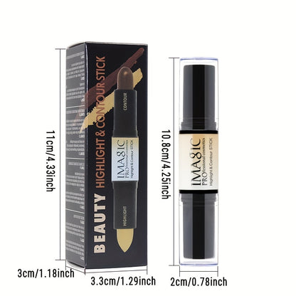 IMAN OF MAGIC Dual-Ended Concealer & Contour Stick - Waterproof, Natural Finish for All Skin Tones | Highlights & Conceals Blemishes, Dark Circles, Shadows Nose & Cheeks | Versatile Makeup Stick with Pink & Brown Shades