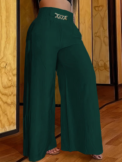 Abstract Face Print Pants, Casual Wide Leg High Waist Pants, Women's Clothing