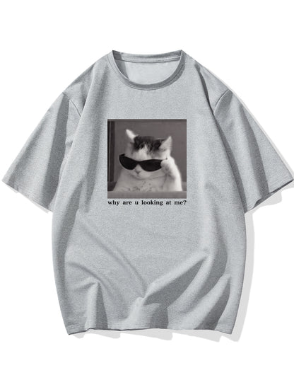 Cool Cat Graphic T-shirt, Men's Casual Multicolor Loose Short Sleeve Shirt