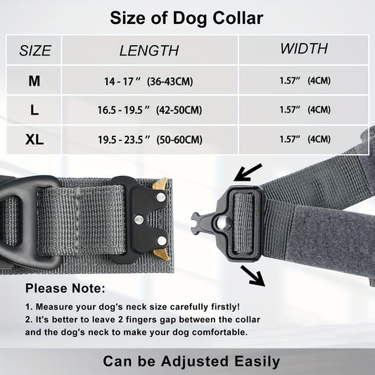 Durable Dog Collar with Handle for Large and Medium Dogs - Perfect for Airtag Tracking and Police Work