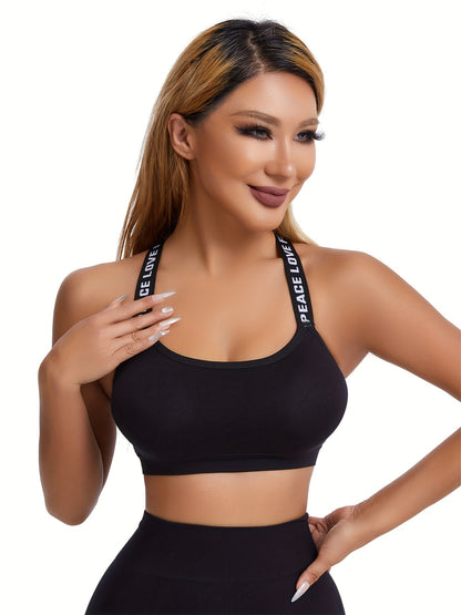 2-Pack Backless Crop Top Sports Bras for Women, Comfort Fit Letter Print Gym Activewear with Crop Top Lingerie Design