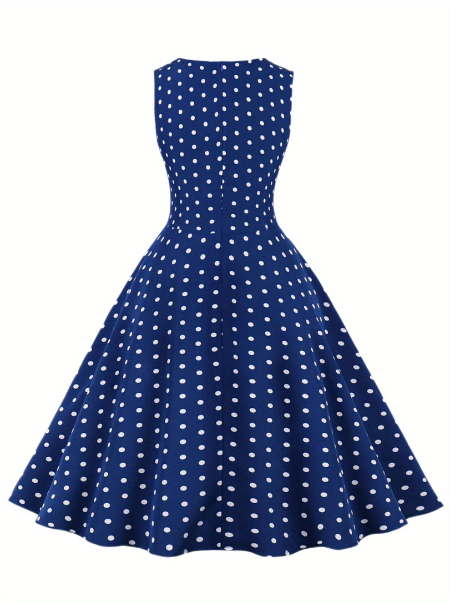 Women's Chic Sleeveless Polka Dot Dress - Vintage-Inspired Summer Sundress With Breathable Fabric, Perfect for Vacation Parties & Spring/Summer Celebrations