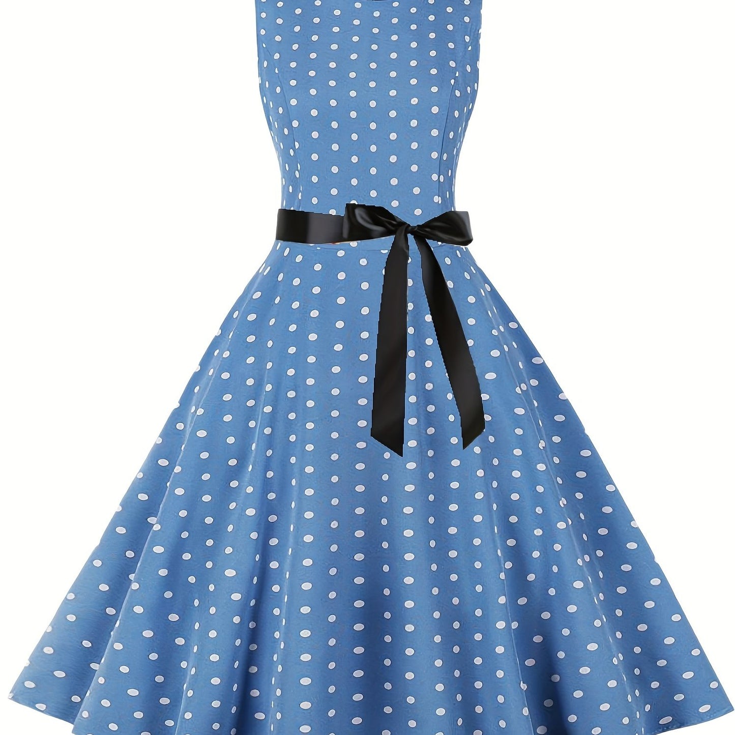 Women's Chic Sleeveless Polka Dot Dress - Vintage-Inspired Summer Sundress With Breathable Fabric, Perfect for Vacation Parties & Spring/Summer Celebrations